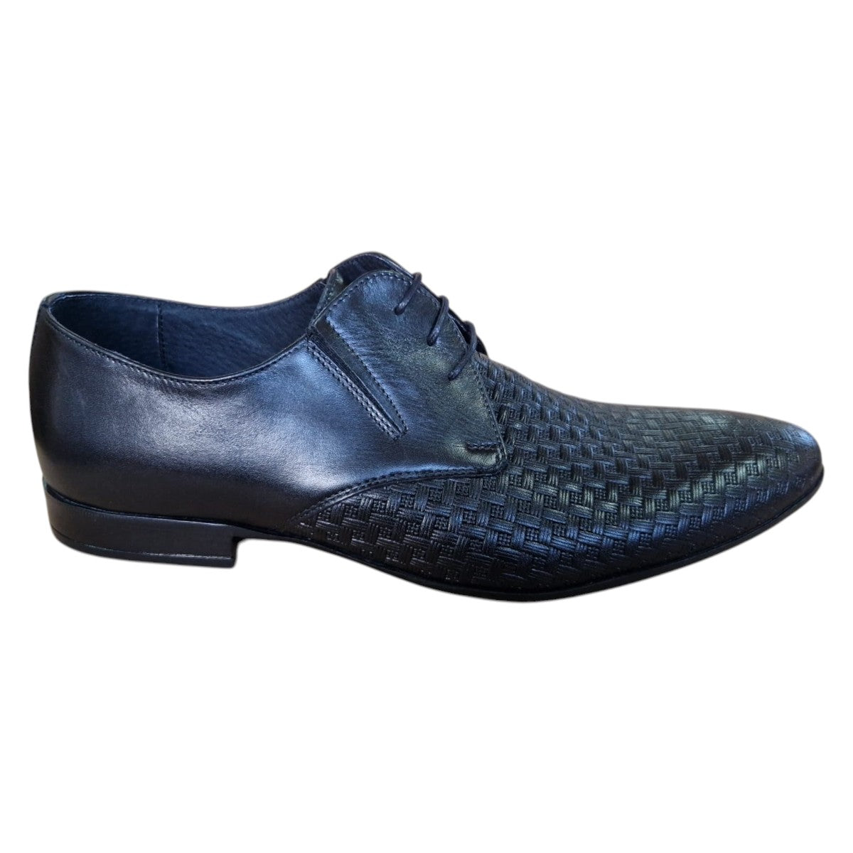 Pantofi barbatesti, din piele naturala, Oxford, cu design elegant, aspect impletit