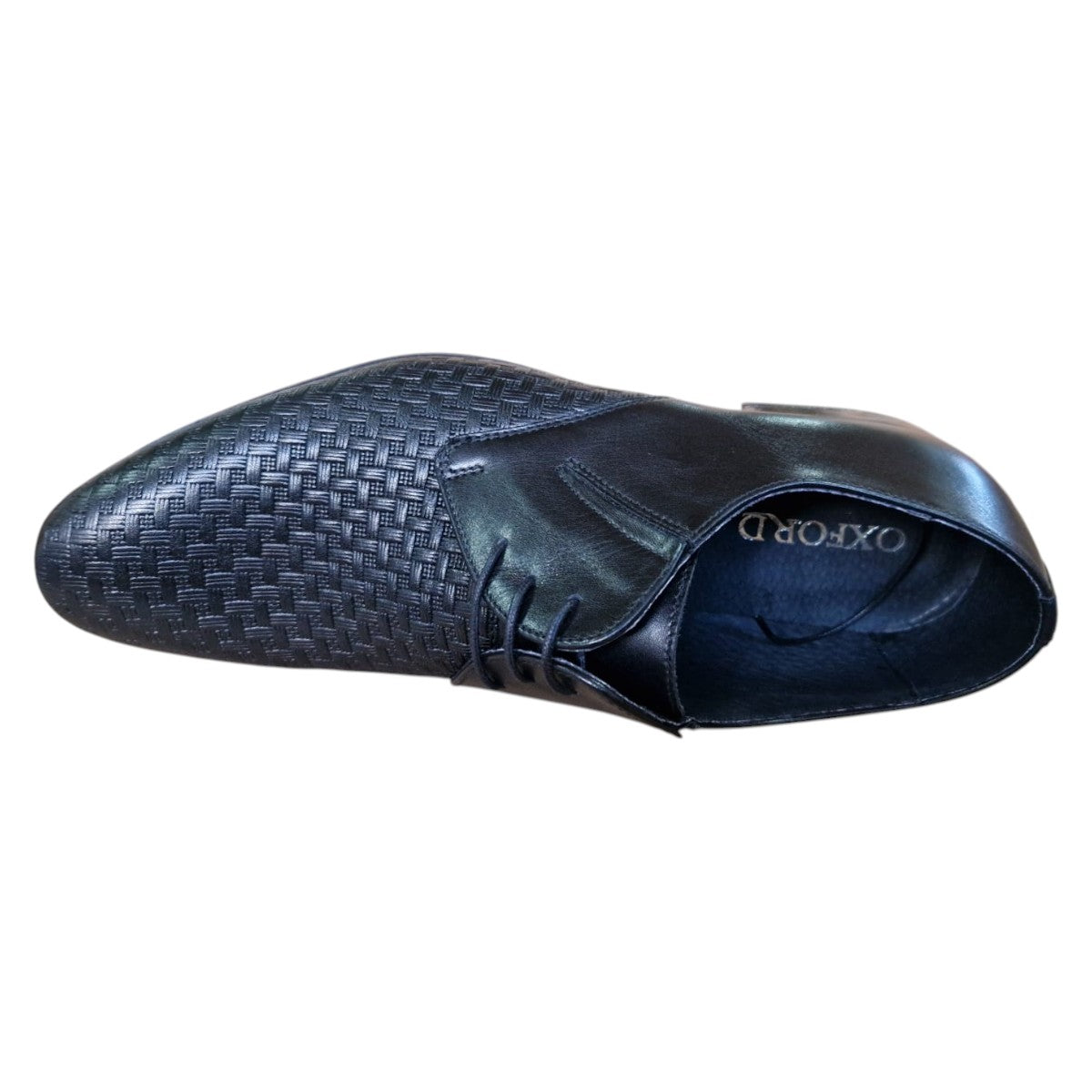 Pantofi barbatesti, din piele naturala, Oxford, cu design elegant, aspect impletit
