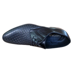 Pantofi barbatesti, din piele naturala, Oxford, cu design elegant, aspect impletit